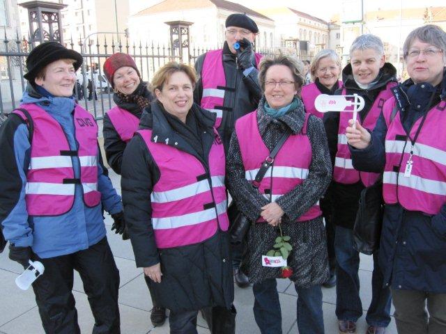 Demonstrationswillig trotz der Kälte Foto